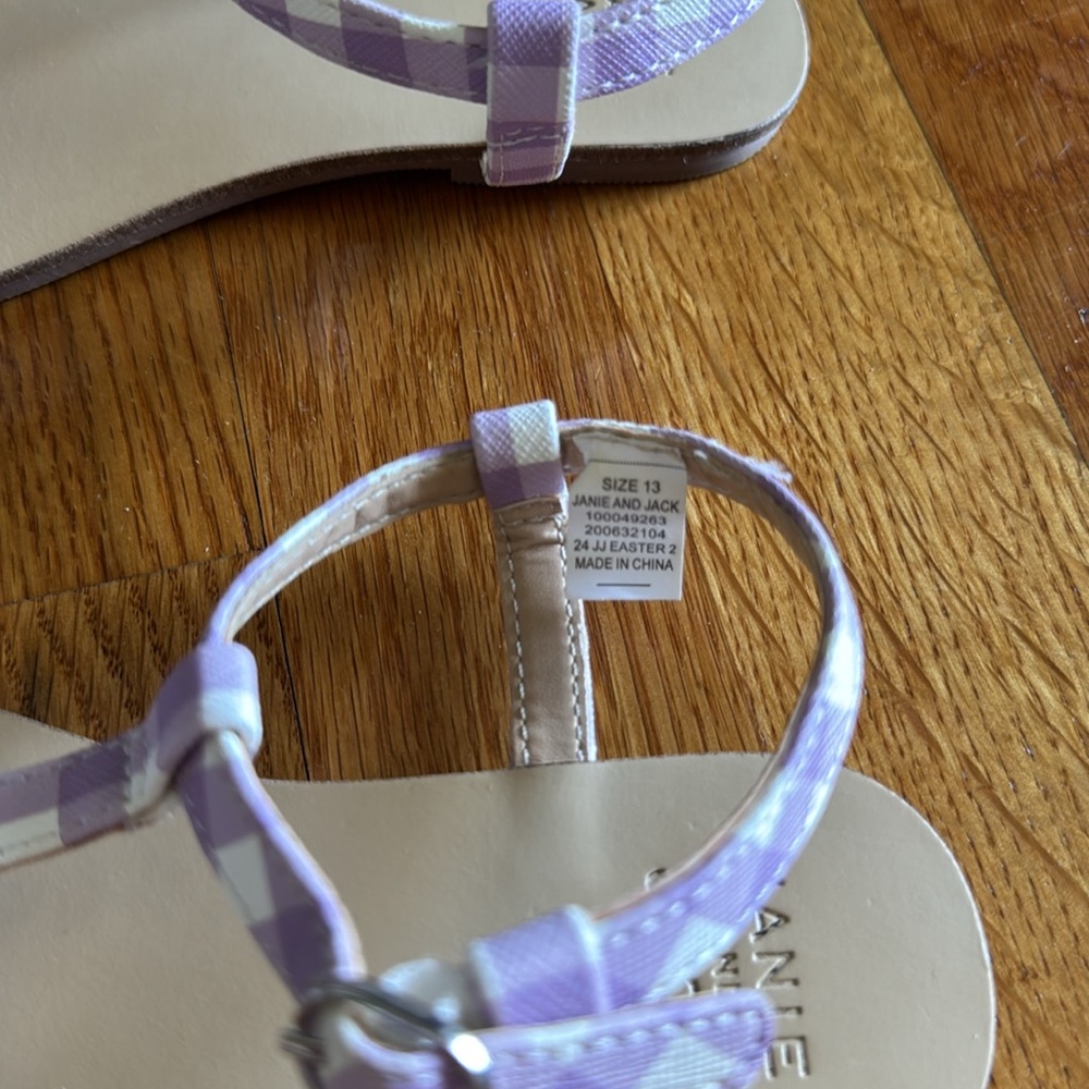 Janie and Jack Girls’ Size 13 Lilac Gingham Sandals - Picture 5 of 10